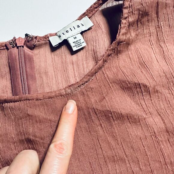 Stellah dusty pink/rose layered semi-sheer exaggerated ruffle bell sleeve blouse - Picture 12 of 12